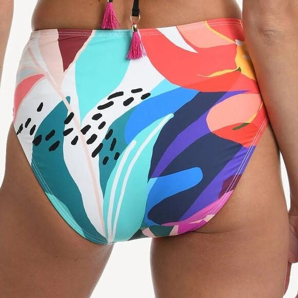 La Blanca Bikini Bottoms Swim Size 10 NEW Eclectic Shore V-Front High Waist NWOT - Picture 2 of 13